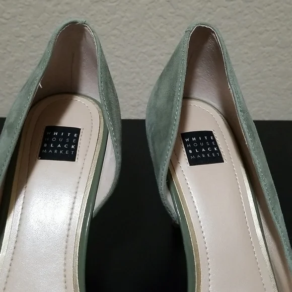 WHBM Beautiful Lime Green suede heels. - Picture 2 of 5